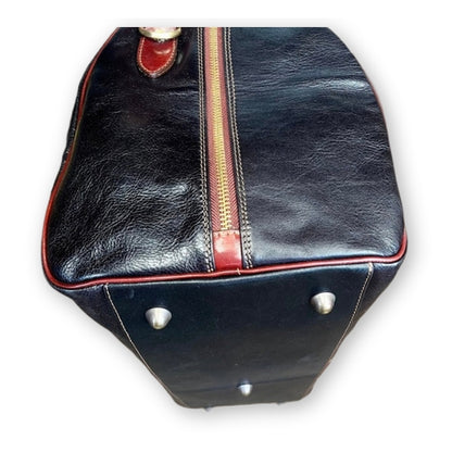 Black Leather Carry-On Duffel Bag