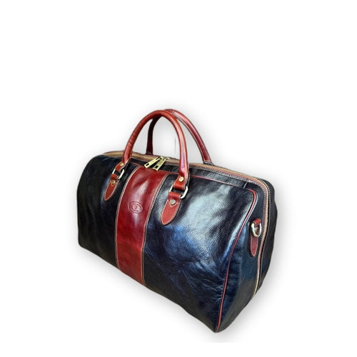 Black Leather Carry-On Duffel Bag