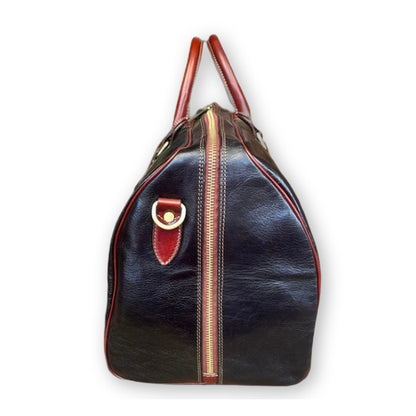 Black Leather Carry-On Duffel Bag