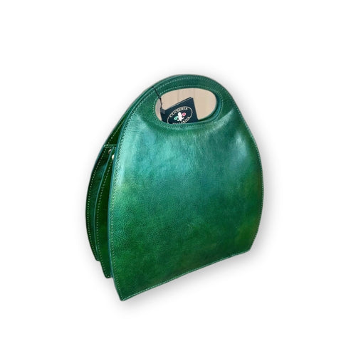 Aurora Fiorentina - borsa a mano con tracolla in pelle verde