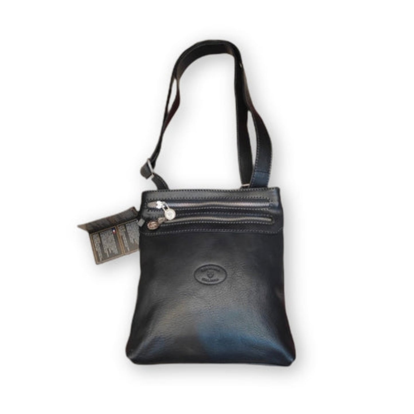 Borsello Indy in cuoio nero artigianale accessorio Borsello da uomo in pelle Made in Italy Cuoieria Italiana