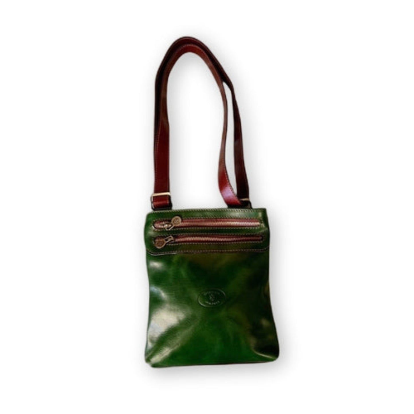 Borsello Indy in cuoio verde artigianale accessorio Borsello da uomo in pelle Made in Italy Cuoieria Italiana