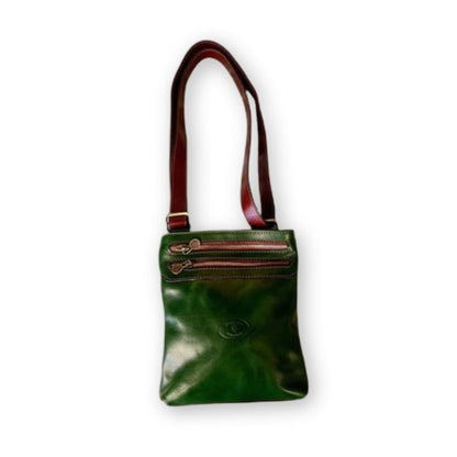 Borsello Indy in cuoio verde artigianale accessorio Borsello da uomo in pelle Made in Italy Cuoieria Italiana