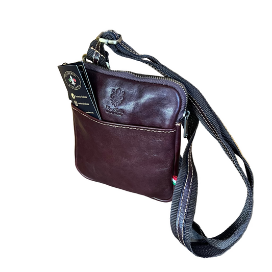 Borsello Mountain piccolo in pelle testa di moro accessorio da uomo In cuoio artigianale Made in Italy Cuoieria Italiana