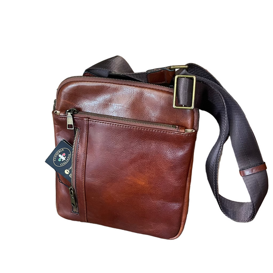 Borsello porta tablet in pelle da uomo accessorio In cuoio artigianale Made in Italy Cuoieria Italiana