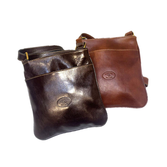 Borsello taglia media da uomo testa di moro e marrone accessorio Borsello in pelle made in Italy Cuoieria Italiana