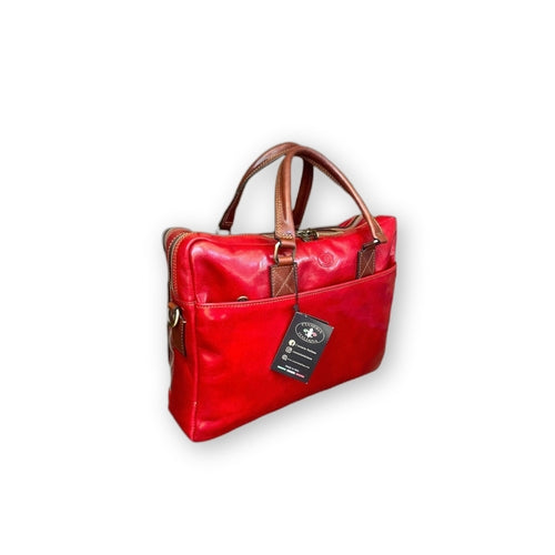 Fenice - Double Compartment Leather Laptop Briefcase
