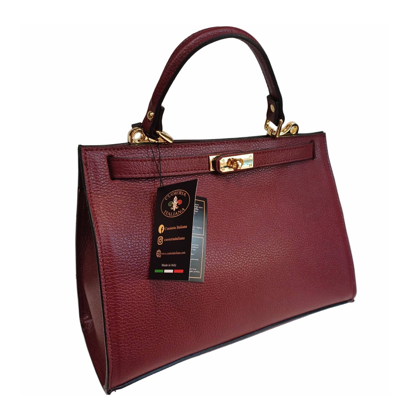 Gala Borsa rigida in pelle grande bordeaux da donna Elegante Made in Italy Cuoieria Italiana