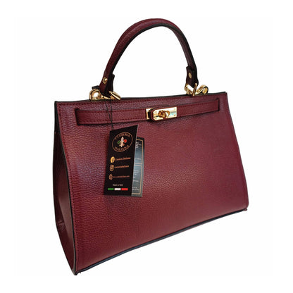 Gala Borsa rigida in pelle grande bordeaux da donna Elegante Made in Italy Cuoieria Italiana