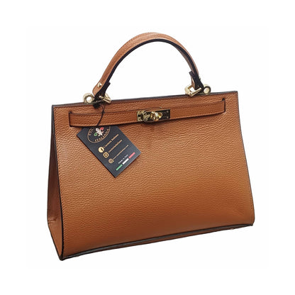 Gala Borsa rigida in pelle grande cammello da donna Elegante Made in Italy Cuoieria Italiana