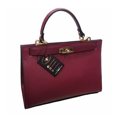 Gala Borsa rigida in pelle grande vinaccia da donna Elegante Made in Italy Cuoieria Italiana