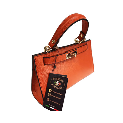 Gala Borsa rigida in pelle piccola arancione scuro da donna Elegante Made in Italy Cuoieria Italiana