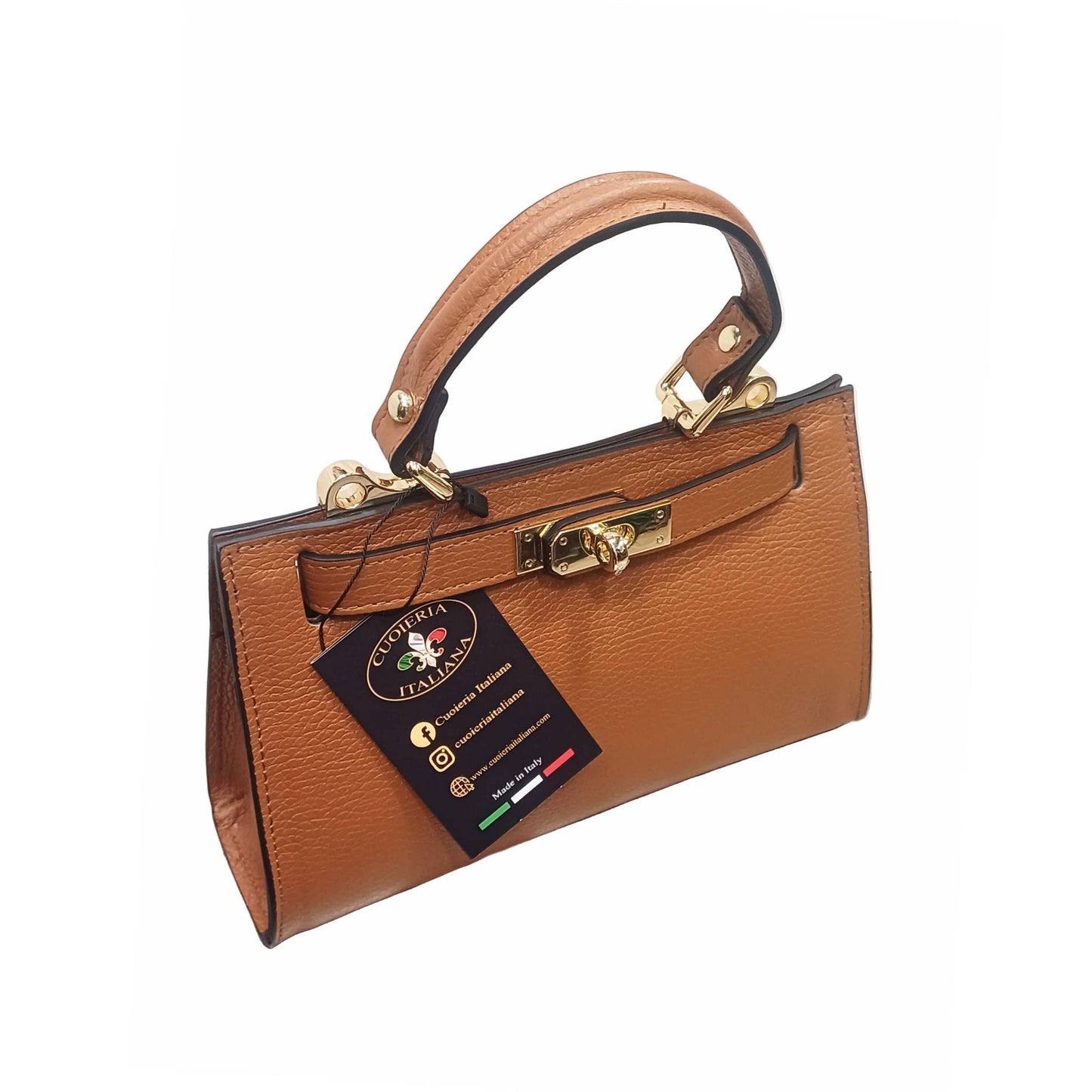 Gala Borsa rigida in pelle piccola cammello da donna Elegante Made in Italy Cuoieria Italiana