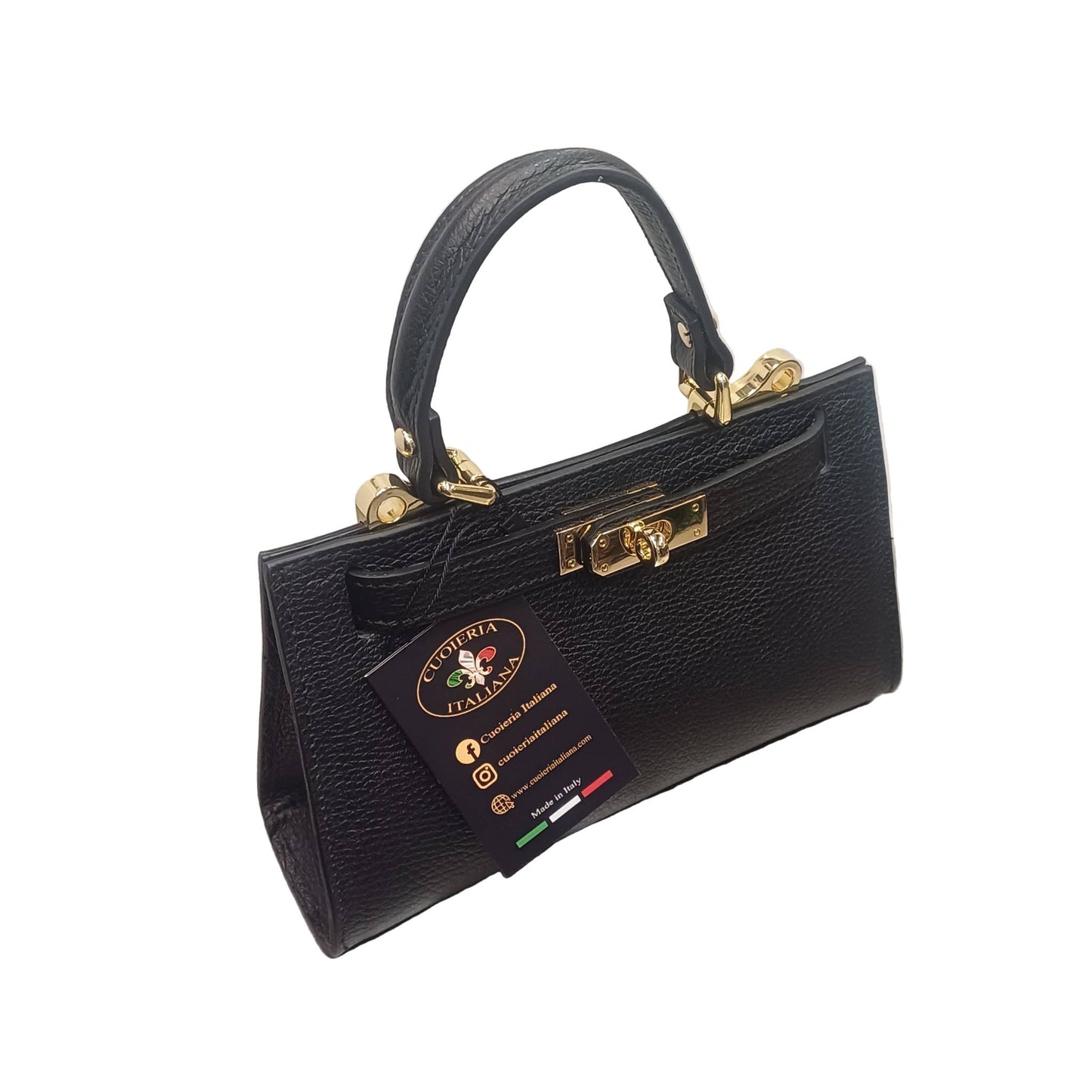 Gala Borsa rigida in pelle piccola nera nero da donna Elegante Made in Italy Cuoieria Italiana