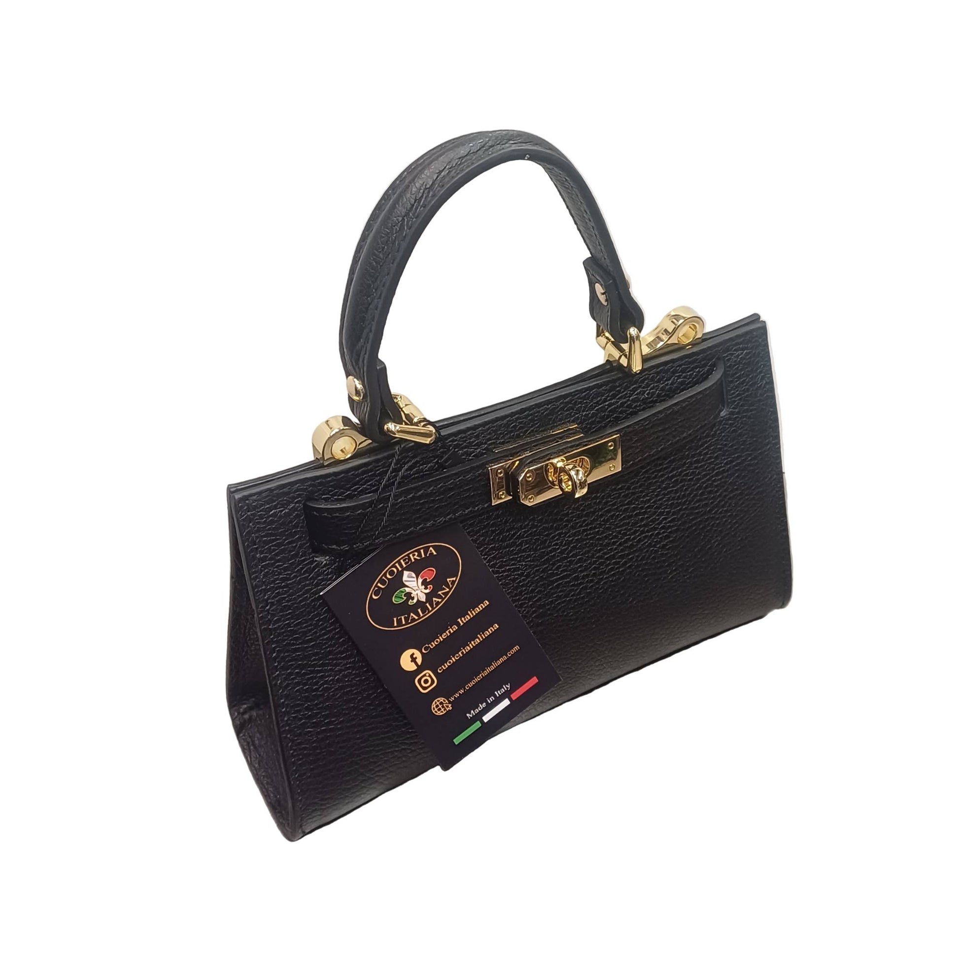 Gala Borsa rigida in pelle piccola nera nero da donna Elegante Made in Italy Cuoieria Italiana