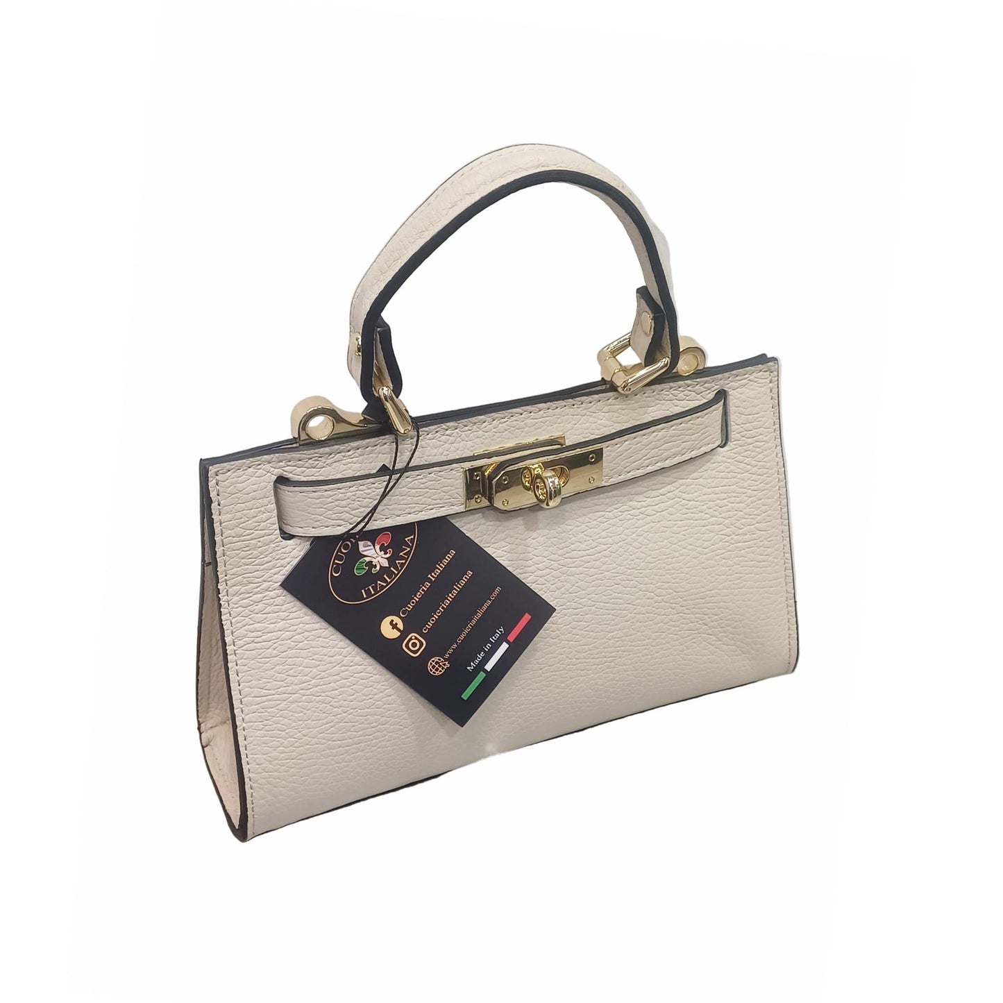 Gala Borsa rigida in pelle piccola panna da donna Elegante Made in Italy Cuoieria Italiana