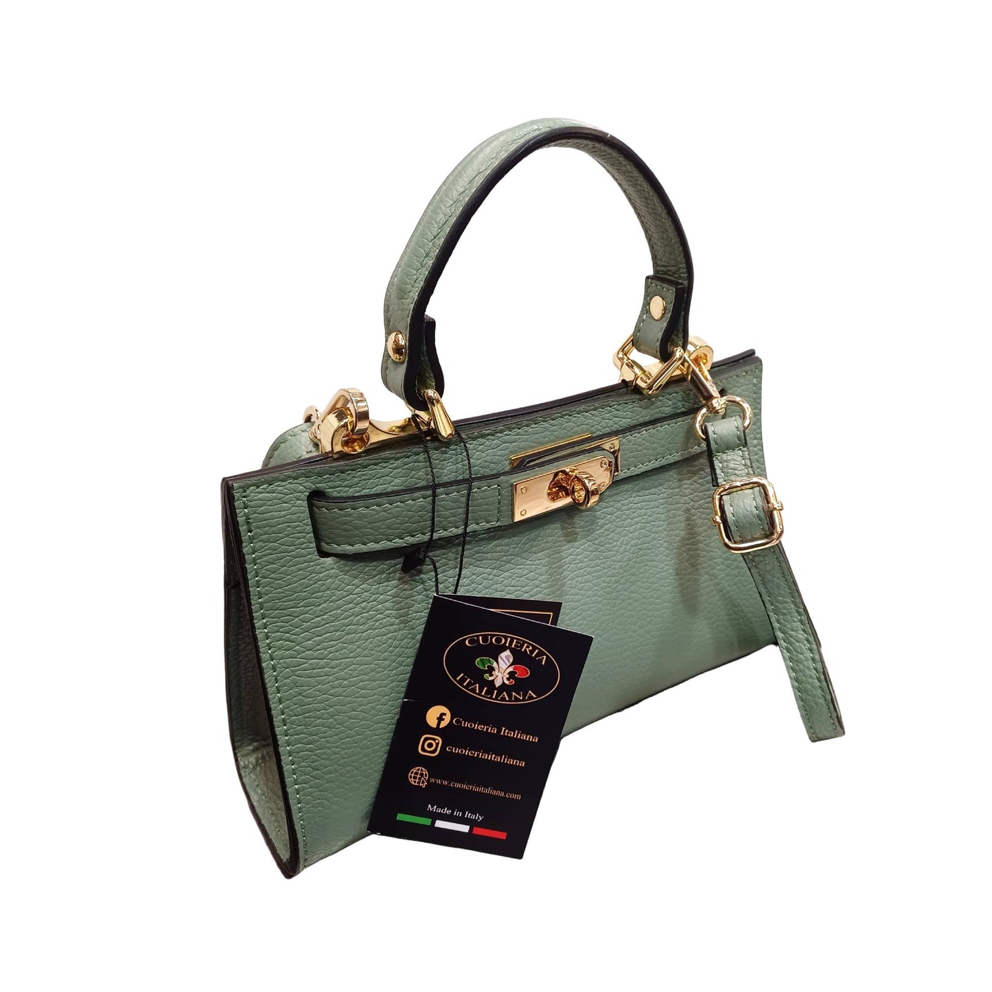 Gala Borsa rigida in pelle piccola verde acqua da donna Elegante Made in Italy Cuoieria Italiana