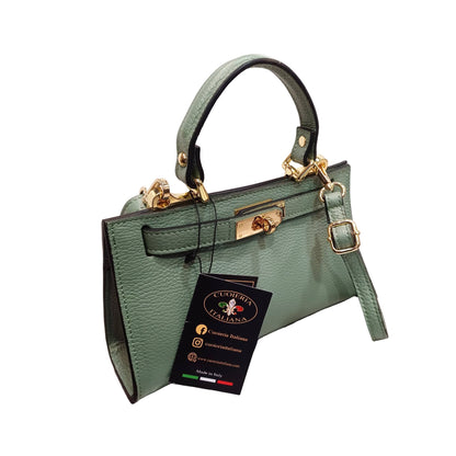 Gala Borsa rigida in pelle piccola verde acqua da donna Elegante Made in Italy Cuoieria Italiana