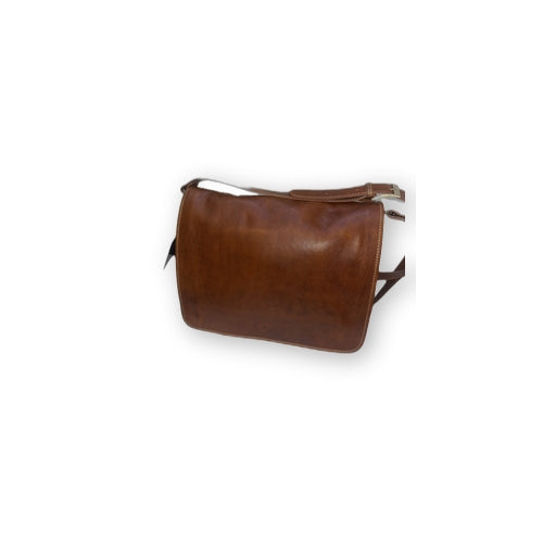 Postman briefcase double compartment in natural leather