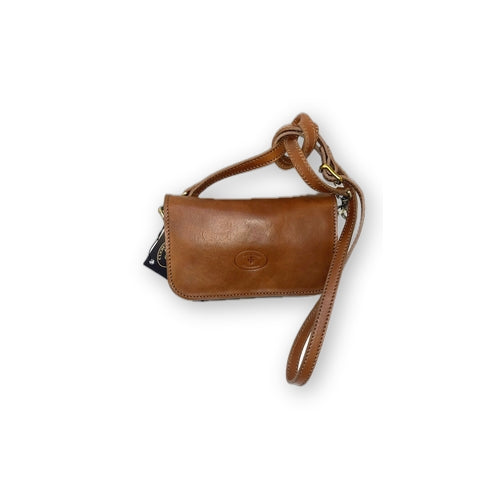 Small rectangular postman bag in light natural leather