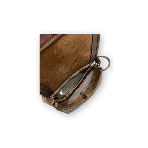 Medium rectangular natural leather postman bag