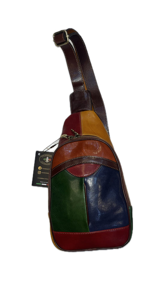 Monospalla multicolor in pelle | Borsa a tracolla artigianale Made in Italy – Cuoieria Italiana