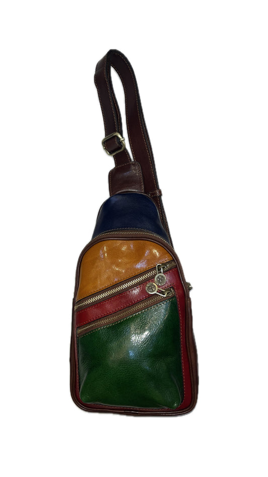 Monospalla multicolor in pelle | Borsa a tracolla artigianale Made in Italy – Cuoieria Italiana