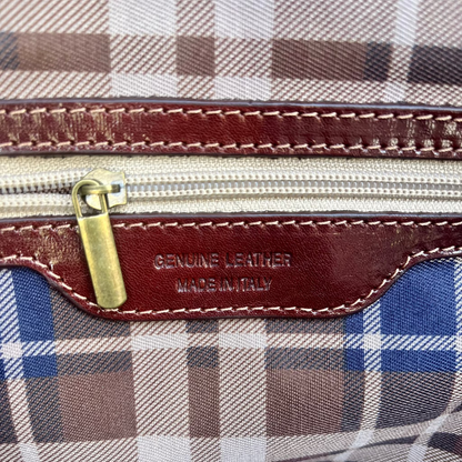 Borsone in pelle bicolore marrone e cuoio naturale | Bagaglio a mano artigianale Made in Italy – Cuoieria Italiana