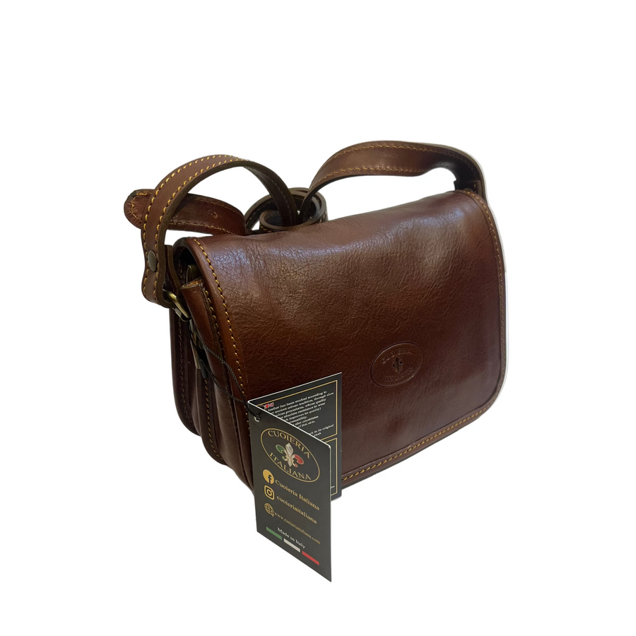 Borsa postino piccola in pelle da donna – Classica fatta a mano in cuoio | Made in Italy – Cuoieria Italiana