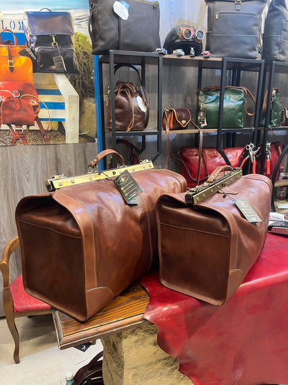Medium Size Doctor's Leather Bag with Iron
