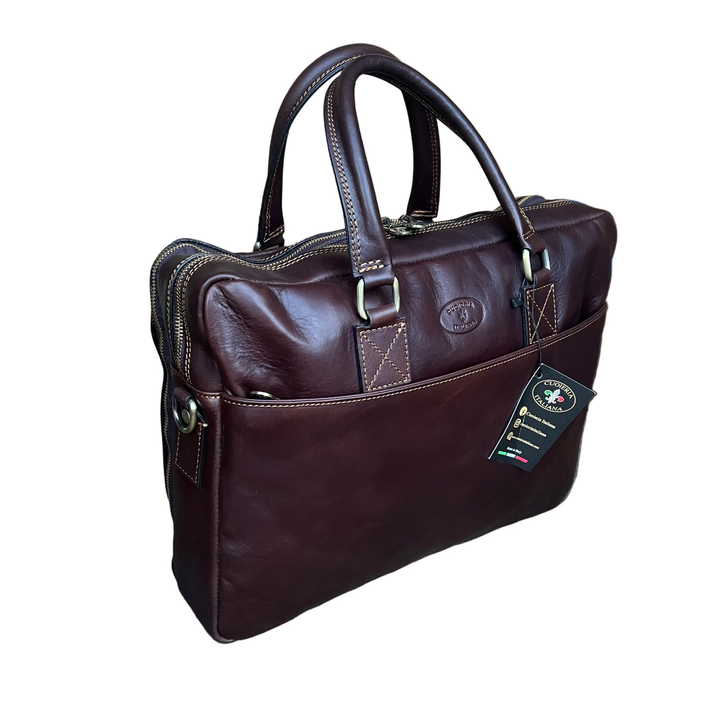 Fenice – Cartella in pelle | Borsa porta computer a doppio scomparto Made in Italy – Cuoieria Italiana