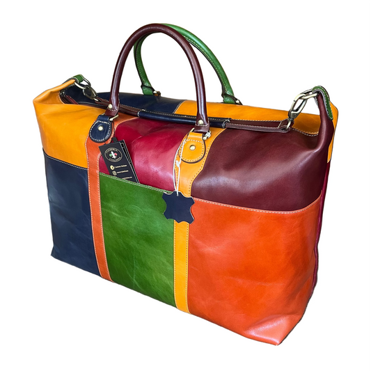 Bagaglio multicolor in pelle – Valigia artigianale da viaggio | Made in Italy – Cuoieria Italiana