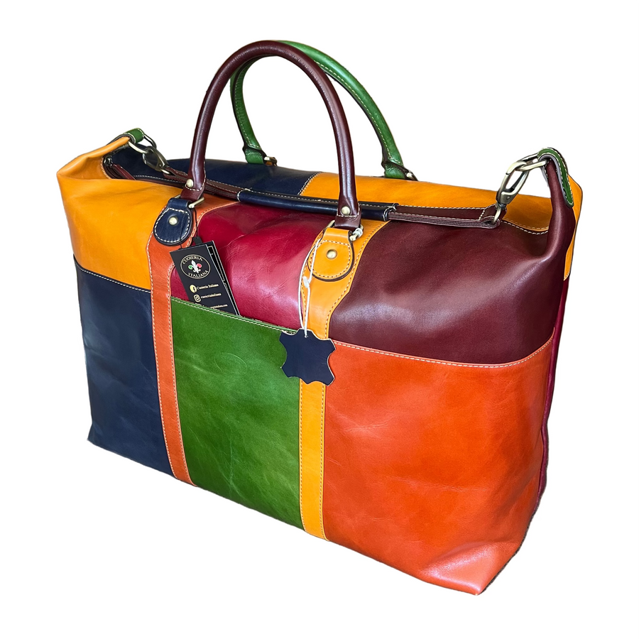 Bagaglio multicolor in pelle – Borsa da viaggio in cuoio | Fatta a mano Made in Italy – Cuoieria Italiana