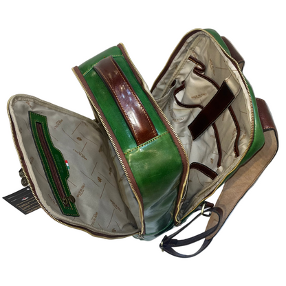 Zaino da lavoro in pelle porta computer a 3 scomparti | Artigianale Made in Italy – Cuoieria Italiana