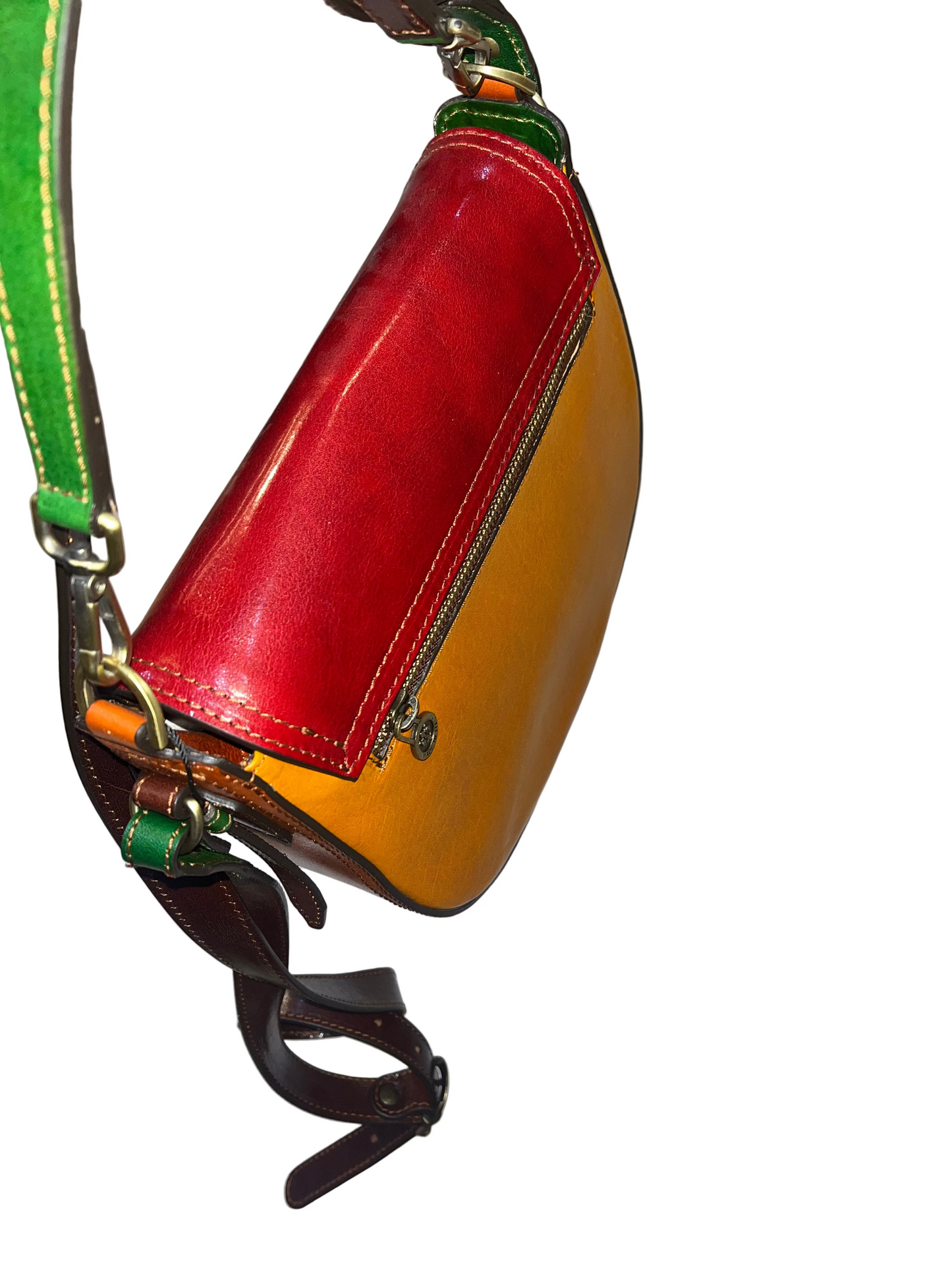 Postino rigida multicolor in pelle con maniglia e tracolla | Artigianale Made in Italy – Cuoieria Italiana