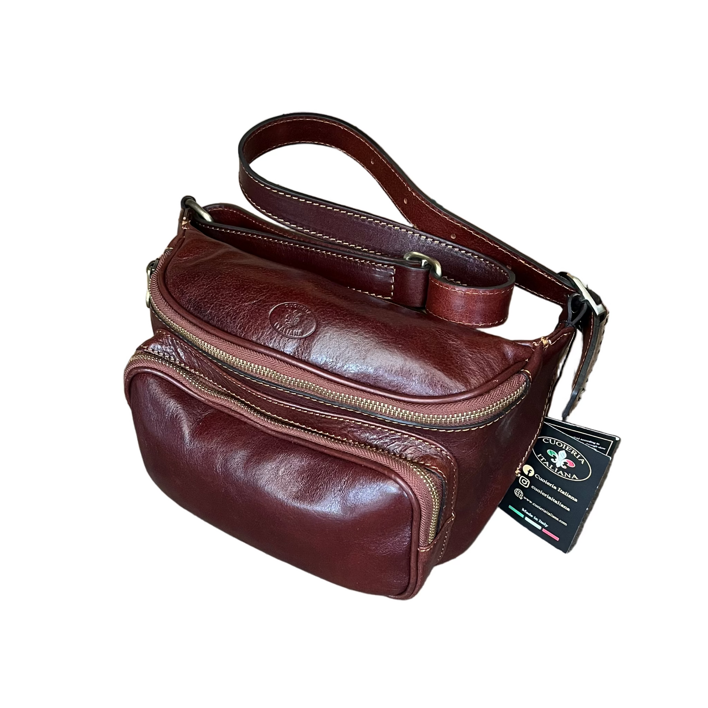 Marsupio grande in pelle marrone unisex accessorio In cuoio artigianale Made in Italy  Cuoieria Italiana