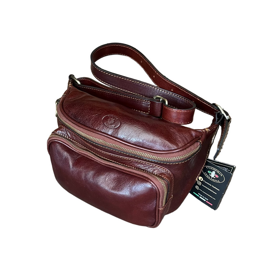 Marsupio grande in pelle marrone unisex accessorio In cuoio artigianale Made in Italy  Cuoieria Italiana