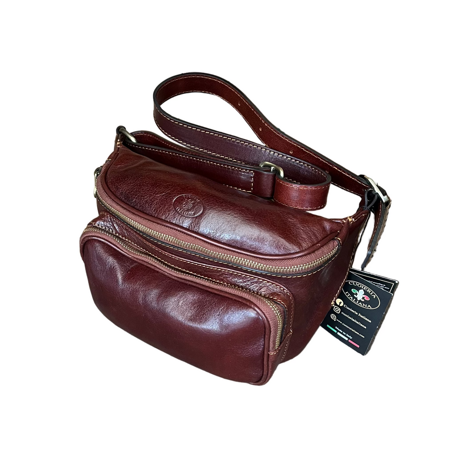 Marsupio grande in pelle marrone unisex accessorio In cuoio artigianale Made in Italy  Cuoieria Italiana