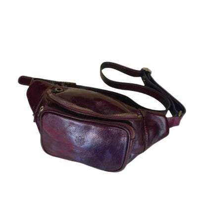 Marsupio in pelle taglia media testa di moro accessorio Artigianale unisex Made in Italy Cuoieria Italiana