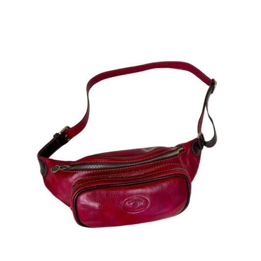 Omega Marsupio in pelle rosso accessorio artigianale unisex Made in Italy Cuoieria Italiana