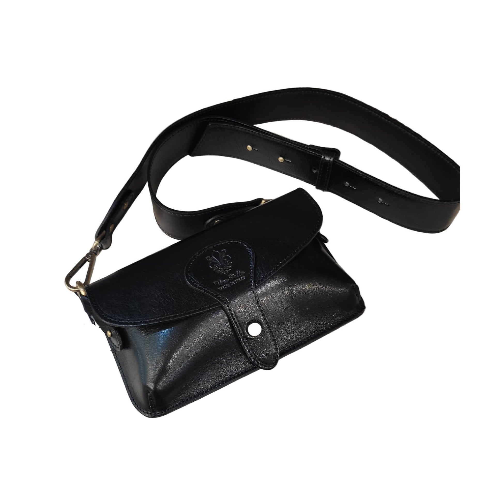 Pochette marsupio nero da donna in pelle Accessorio Made in Italy Cuoieria Italiana