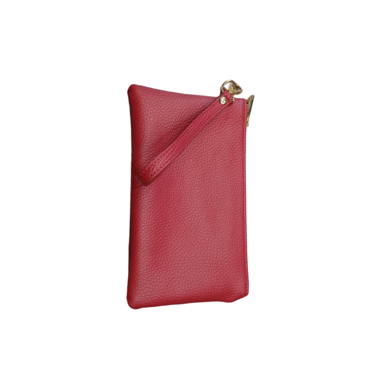 Pochette piccola in pelle rossa accessorio Unisex in vitello martellato Made in Italy Cuoieria Italiana