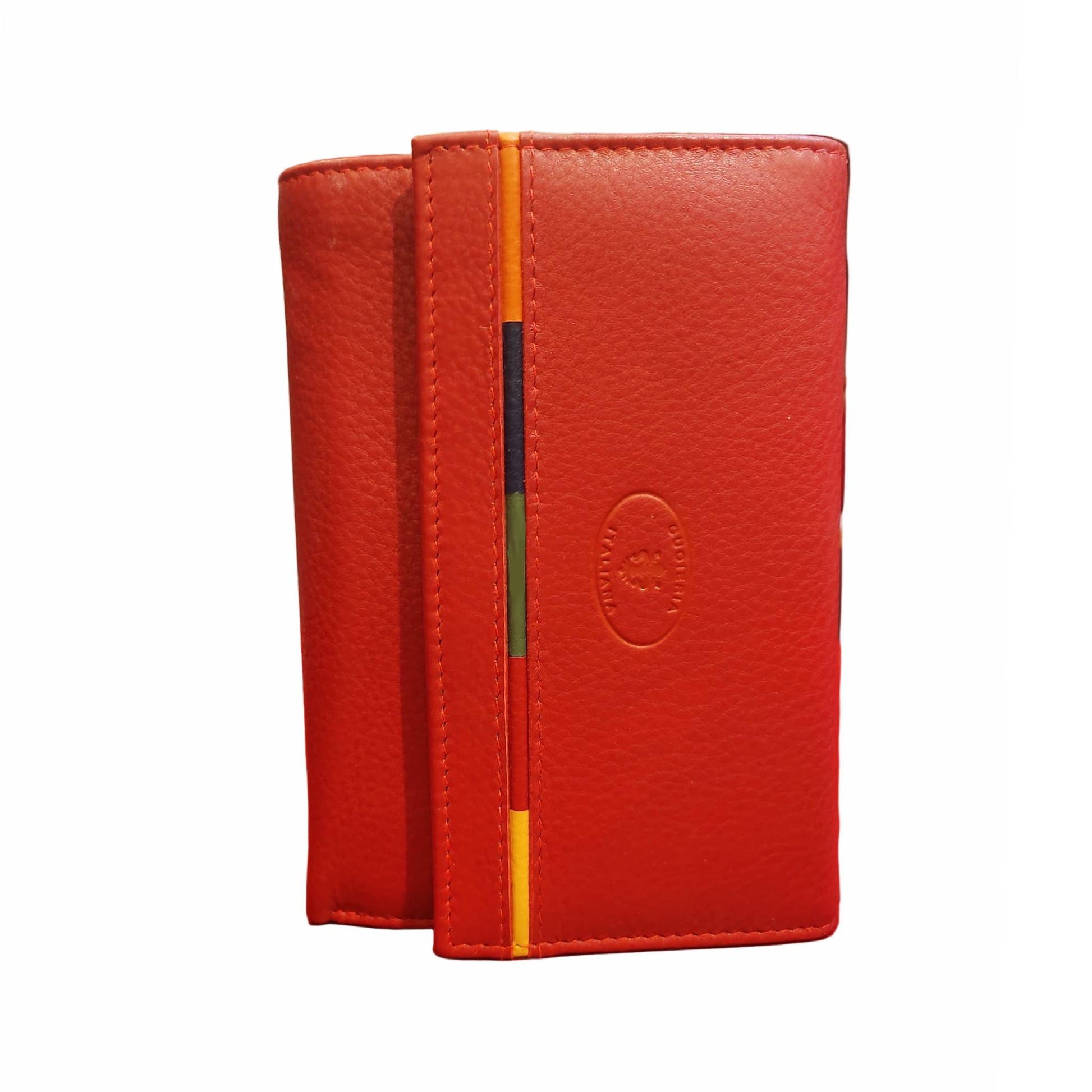 Portafoglio grande in pelle rosso artigianale Made in Italy Cuoieria Italiana