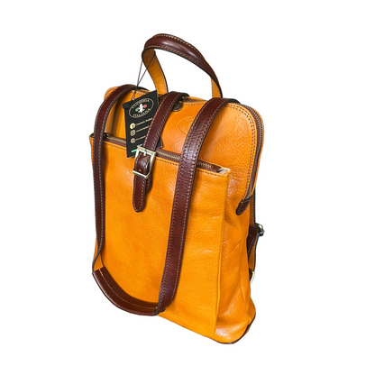 Spartacus Zaino a tracolla in pelle giallo porta PC Made in Italy Cuoieria Italiana