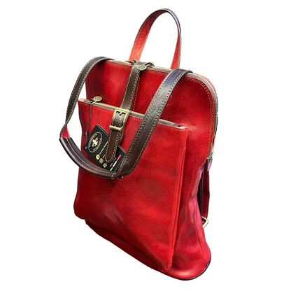 Spartacus Zaino a tracolla in pelle rosso porta PC Made in Italy Cuoieria Italiana