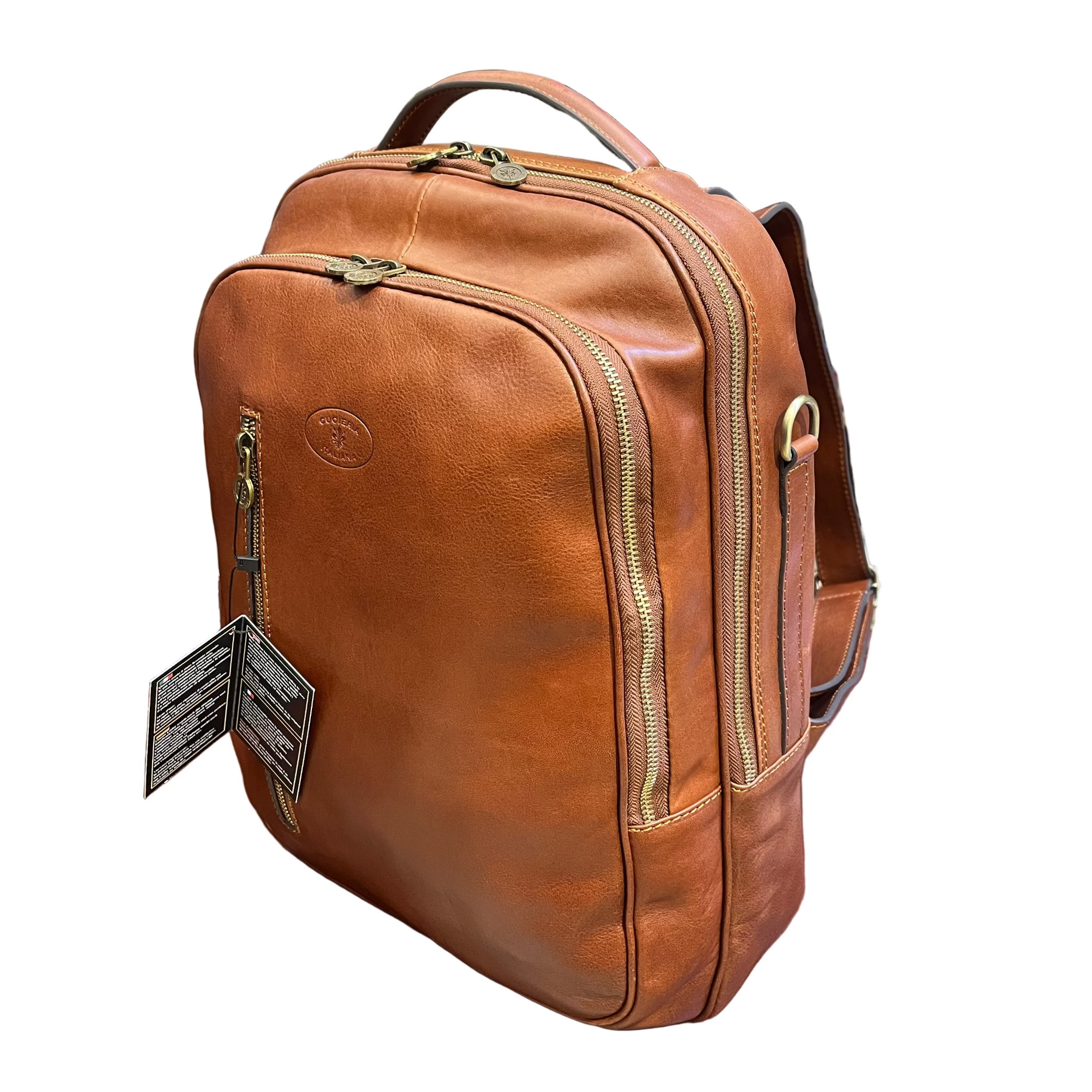 Zaino grande in pelle cuoio opaco Borsa porta PC Made in Italy Cuoieria Italiana