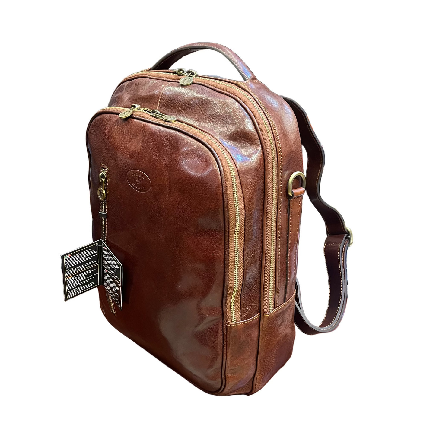Zaino grande in pelle marrone classico Borsa porta PC Made in Italy Cuoieria Italiana