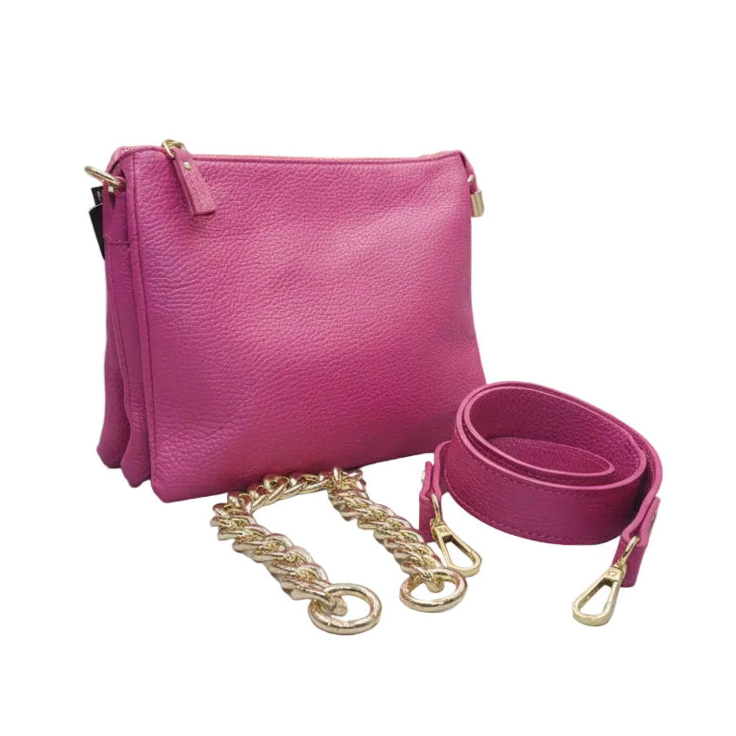 accessori tracolla e catena gemini piccola borsa a tracolla in pelle fucsia da donna artigianale made in italy cuoieria italiana