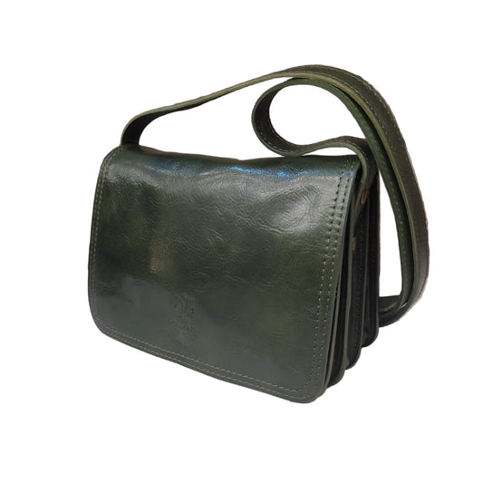 afrodite borsa postino a tracolla in pelle verde da donna made in italy cuoieria italiana