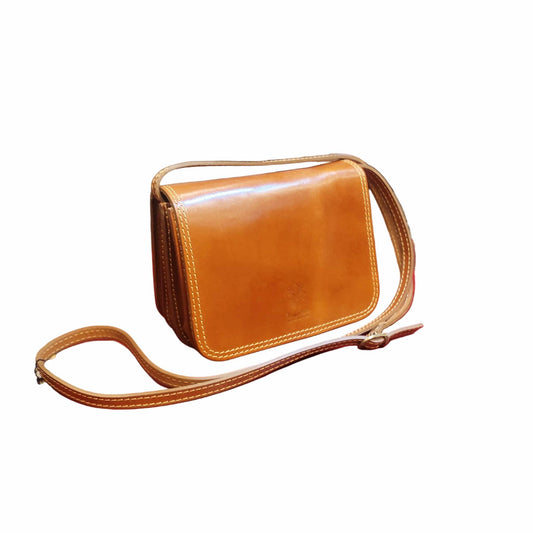 afrodite piccola borsa postino a tracolla in pelle cuoio naturale da donna made in italy cuoieria italiana